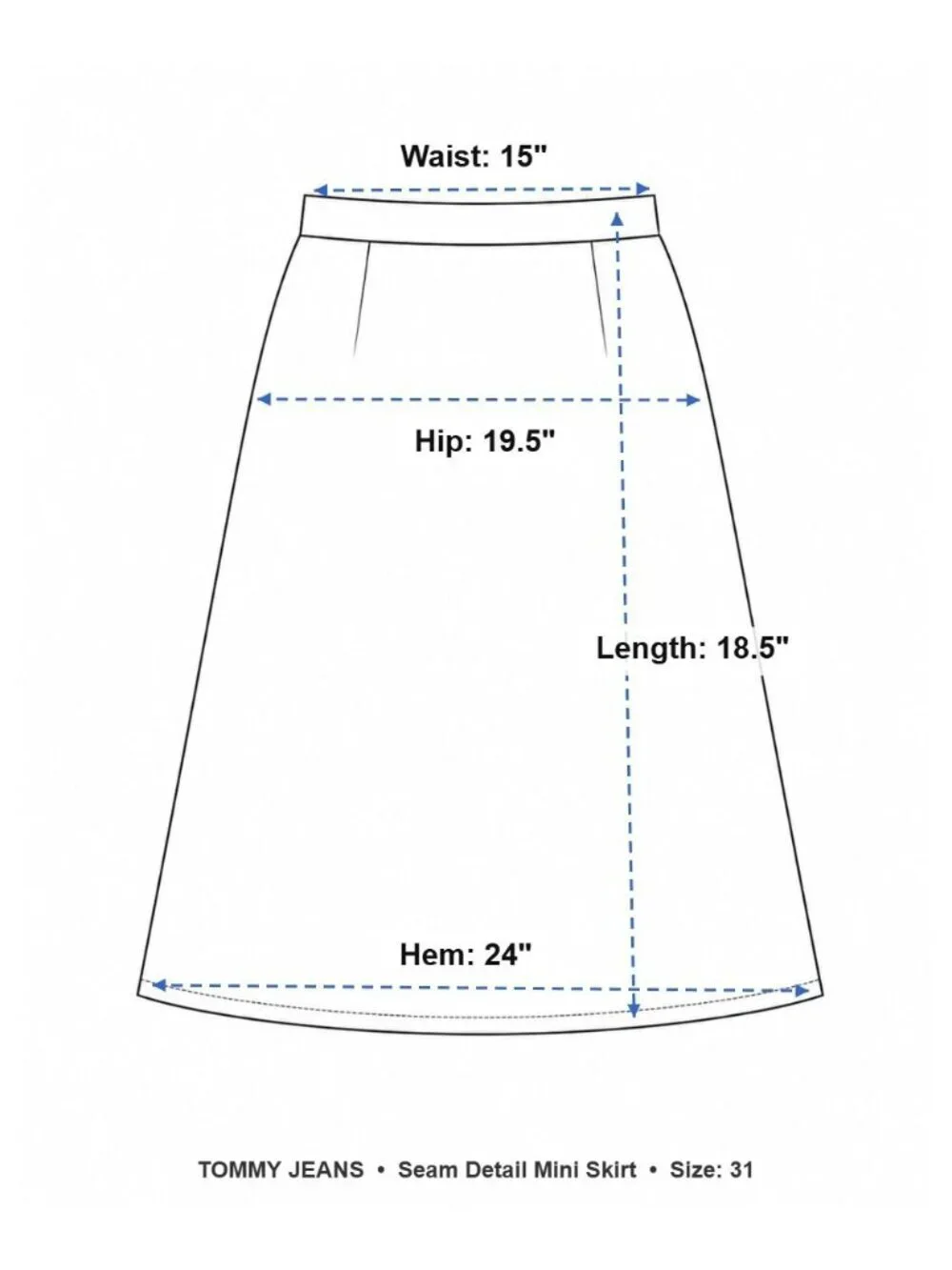 TOMMY JEANS Seam Detail Mini Skirt~Size 31~Denim Medium Wash NWT L17 10